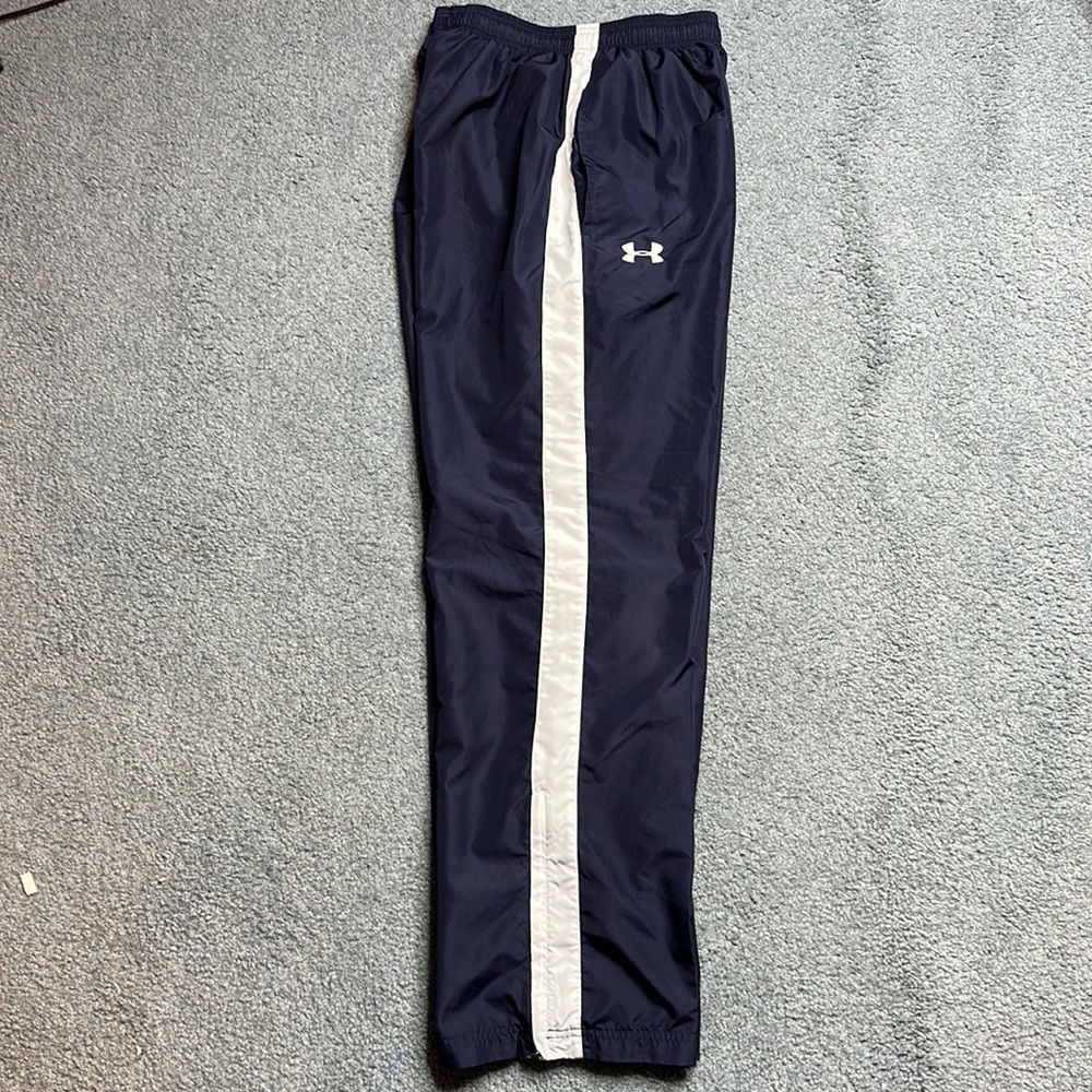 Men's Under Armour Blue white stripes Joggers/Track Pants size M w/Ankle Zippers